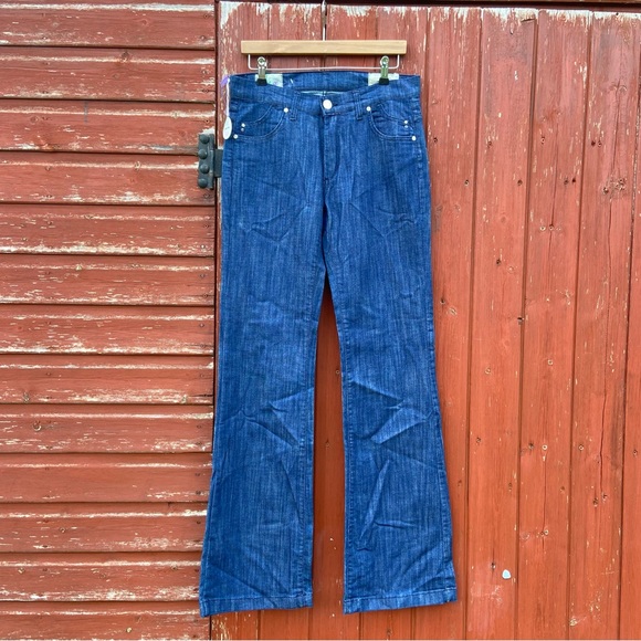 X Cape Denim - Vintage X Cape Womens Blue Boot Cut Raw Denim Jeans Made In Italy Stretch 32 Y2k